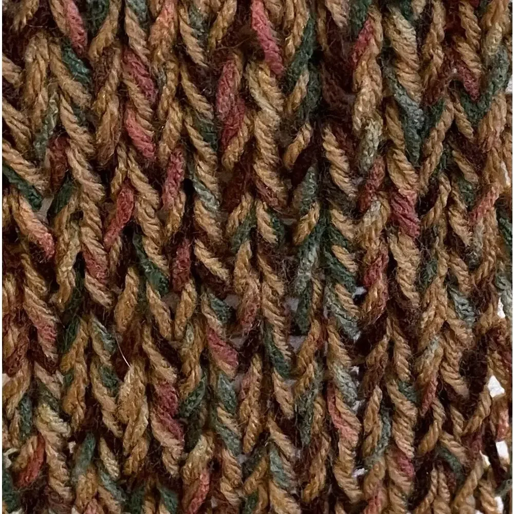 Hand Knit Warm Tones / Earth Tones Multicolor Skinny Scarf with Fringe